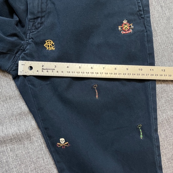 Polo Ralph Lauren Embroidered Allover Bulldog Skull Slim Chino Pants - Men's 36 - Picture 10 of 12